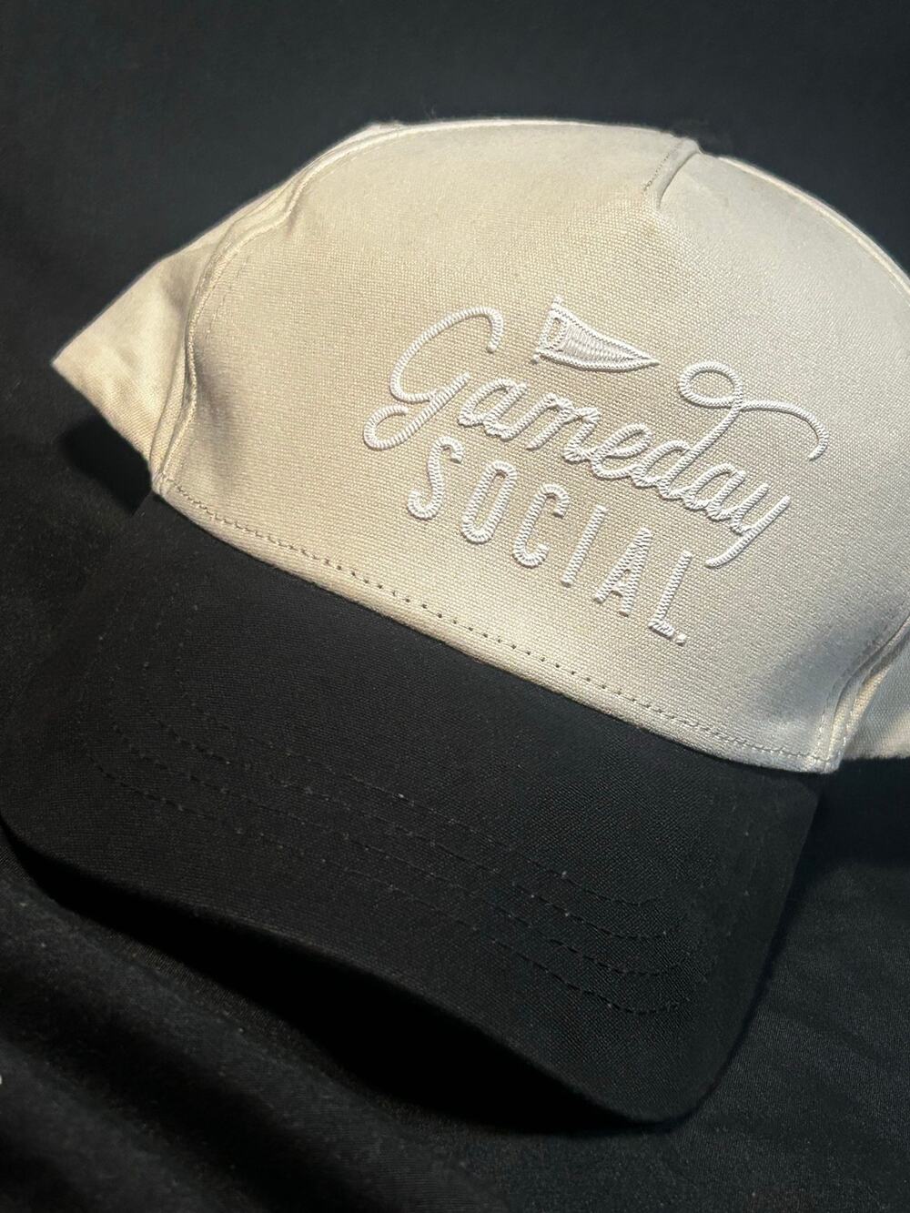Gameday Social Social Club 5 Panel Canvas Hat Ivory Navy NWT Adjustable